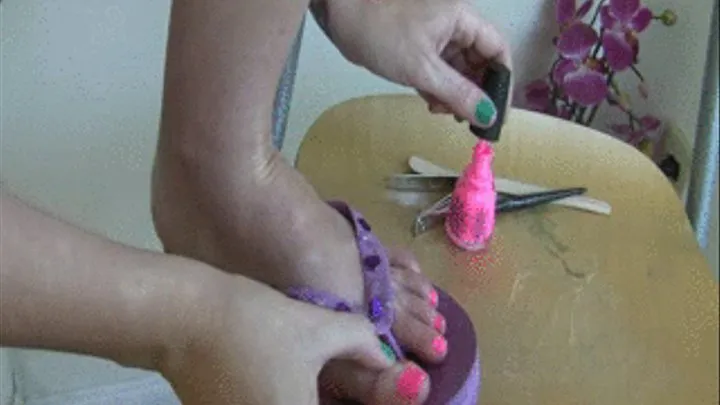 SEXY hot pINK TOE NAIL POLISHING Perfect feet