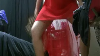 Exercise Panty Peeking SHeer Red UPSKIRT