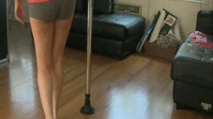 Muscular Legs Flex and Grip The Pole Toe Point flexing