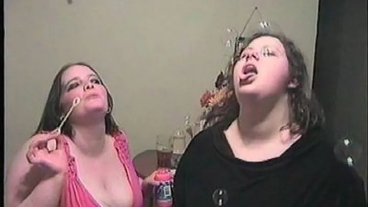 Angelina and Kimmy Almond start blowing bubbles