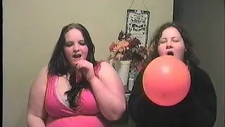 Angelina and Kimmy Almond blow up balloons and play