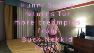 Hunni Suckle Returns for more of Buck Nekkid's cock and creampies Part 1