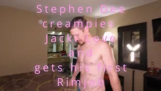 Jacki's pussy vacuum's the cum out of new guy, Stephen Dee