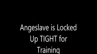 Angelslave in tight Armbinder and ring gag for Training