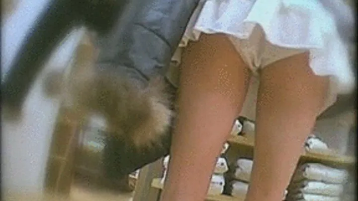 Lady walks and squats while in a mini skirt! Now that truly exposes her underwear! - Full version