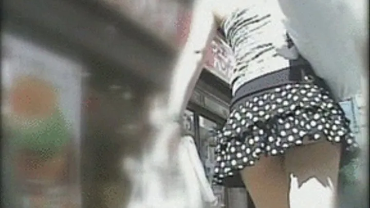 Lady In Fluffy Polka Dotted Skirt Walks In The Streets With Her Matching Panty Showing Up! - Full version