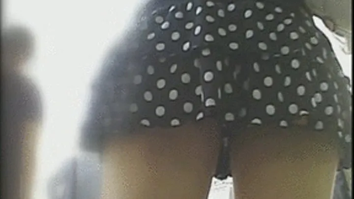 In Polka Dotted Skirt, Lady's Polka Dotted Panty Is Also Exposed As She Bends - Full version