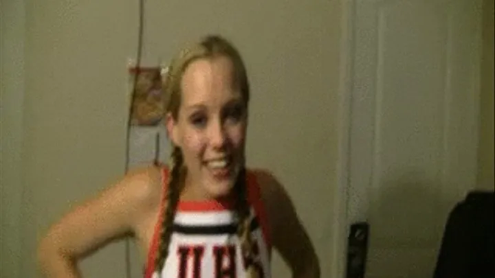 Cheerleader doing Web Cam with football captain