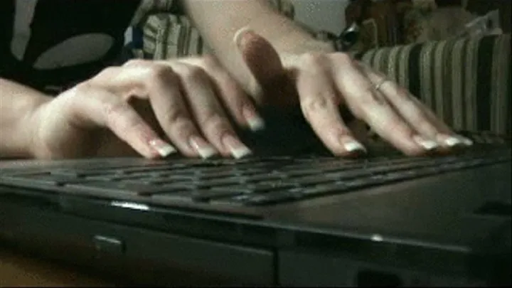 French Tip Nails Tapping and Typing