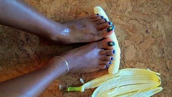 Messy banana smushing Ebony Footjob - Part 1