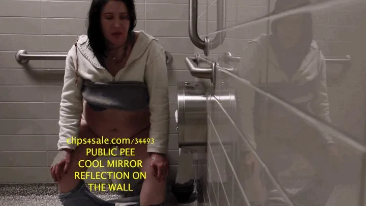 LOVELY BRUNETTE SEATED PUBLIC PEE bonus fart in front of others