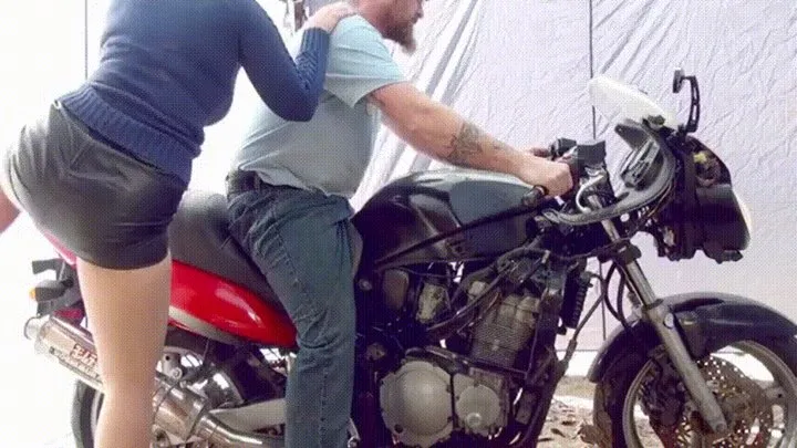 Revving Handjob on Motorcycle
