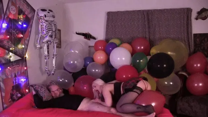 After New Year's Balloons Popping, Blowjob, Fucking & Facial!