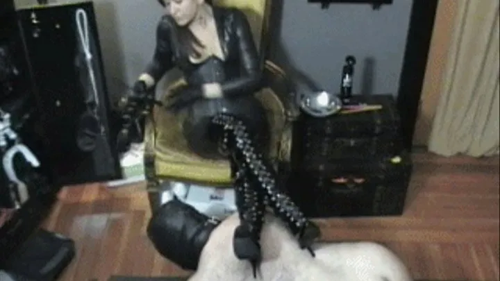 Human Footstool Eats cum for Mistress