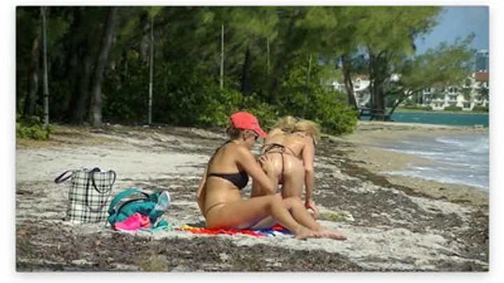 Exhibitionist Wife #445 - Mrs Nikki Brooks & Mrs Bella Ink Caribbean Beach Voyeur Tease!!!