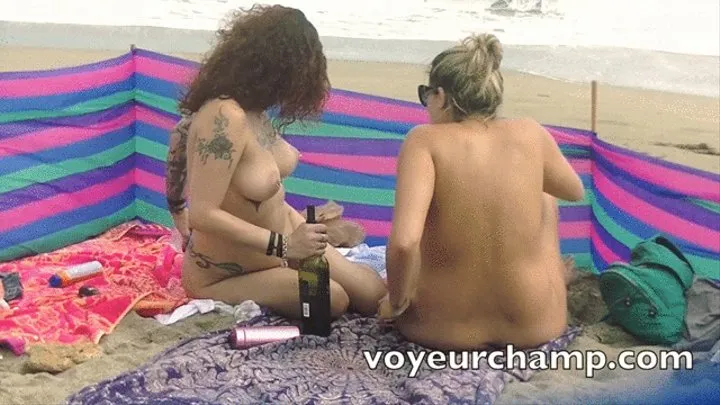 Exhibitionist Wife 484 Pt2 - Mrs Brooks And Mrs Ginary Nude Beach Day, Mrs Brooks Husband Focused On Mrs Ginary!