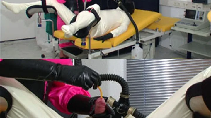 Pink rubber with gasmask - latex slave games