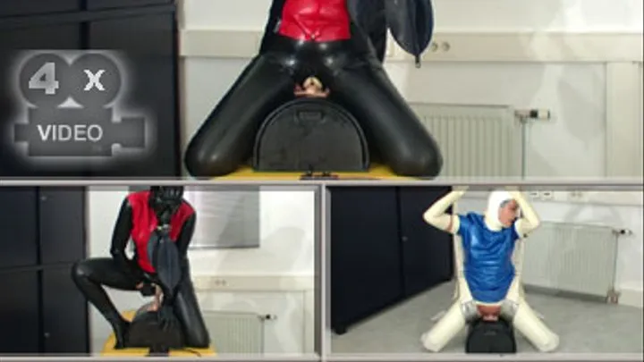 Riding my Sybian in full rubber with gasmask