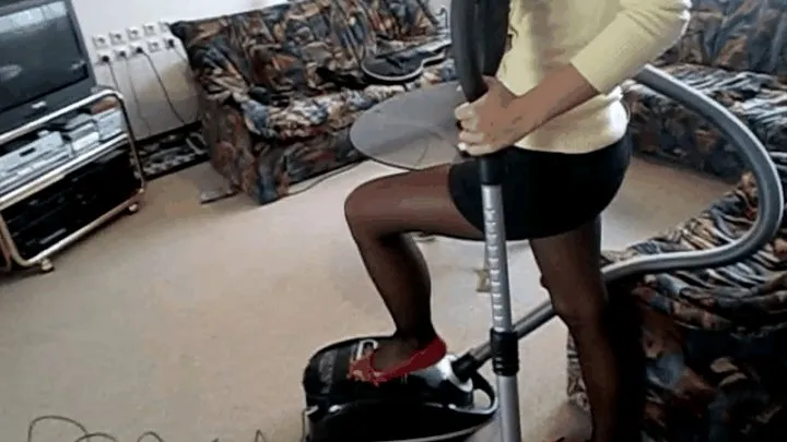 Vacuuming in ballerina shoes