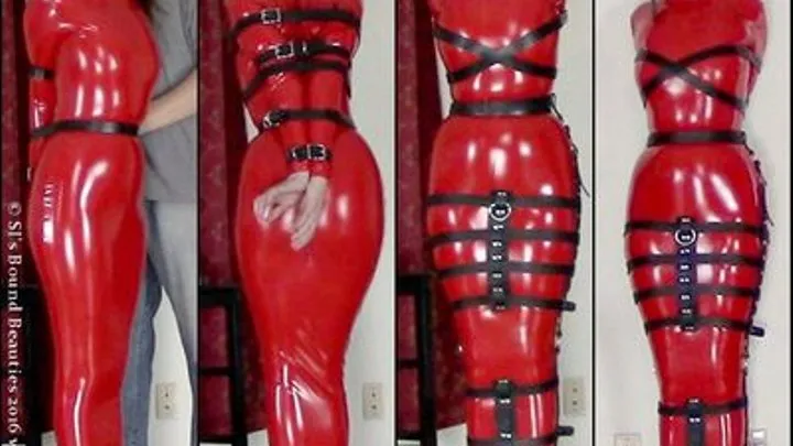 Tara Tied - Red PVC Fetish Bondage