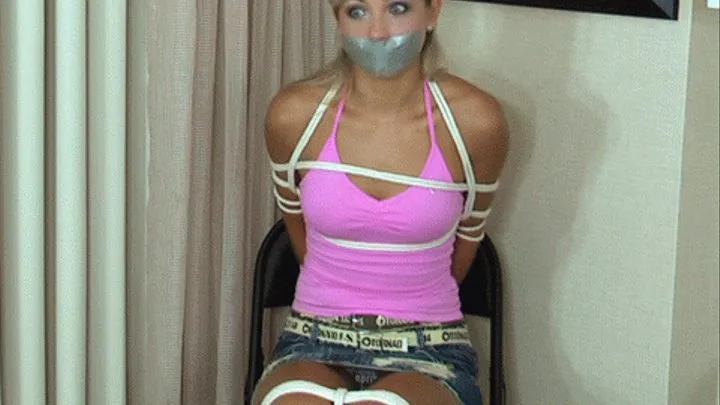 BOUND AND GAGGED IN JEAN MINISKIRT