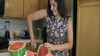 GIANTESS RACHEL FINDS THREE MEN HIDING IN HER WATERMELON SLICES, AND EATS THEM *** ***