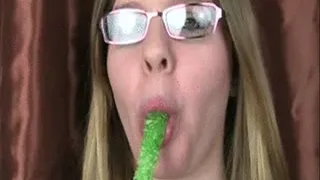 CLOSE UP VIEW OF DAISY RAE'S MOUTH AS SHE LICKS, SUCKS, AND CHEWS UP HARD CANDY * ***