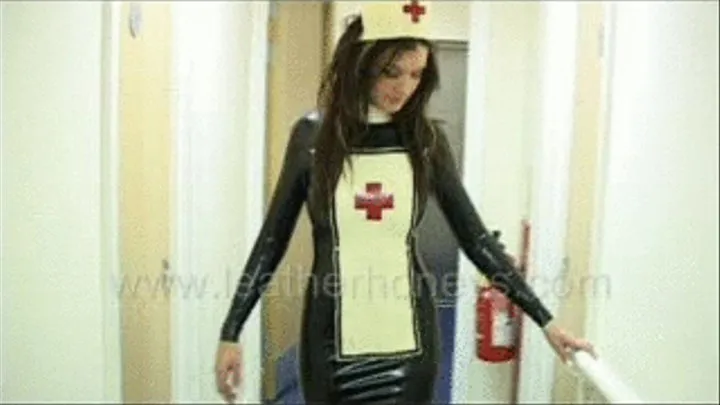 Babe in Latex Rubber Hobble Dress Nurse Matron Uniform