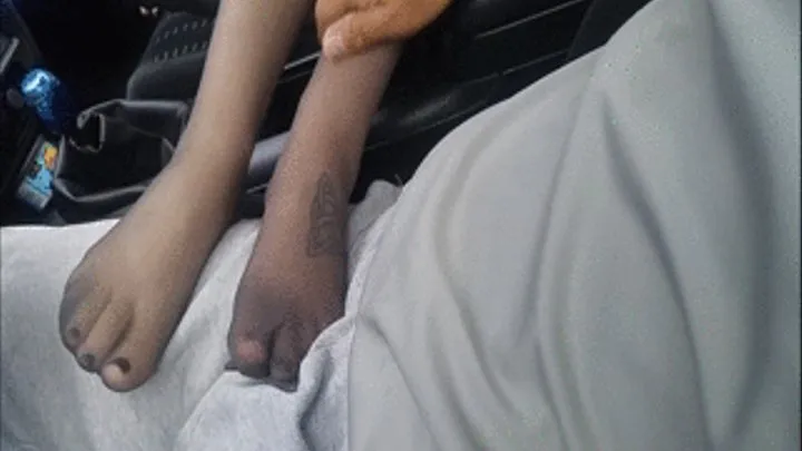 In car Nylon Footjob Toejob in public at the Forest Preserve