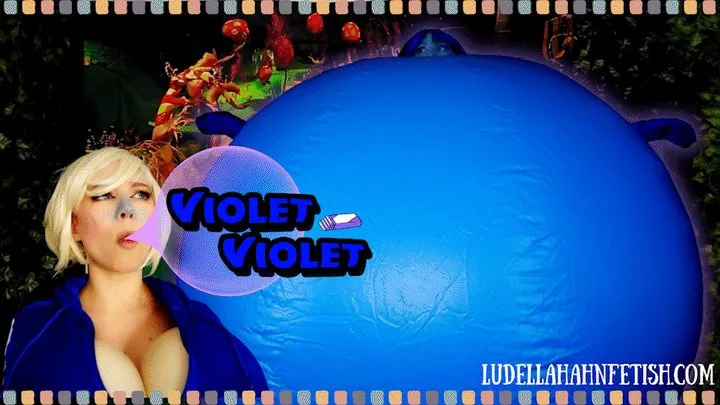 Violet Violet - Juicy Gum Fills Ludella with Juice, Turns Her Blue, and Inflates Her Like a Giant Blueberry Balloon - Breast Expansion, Belly Inflation, & Berrification Parody