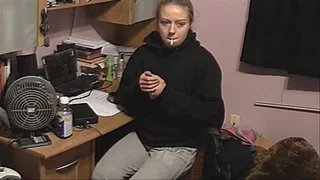 Ashley smokes in my bedroom