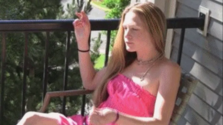 Chelsea smokes outside on her balcony ( HD)