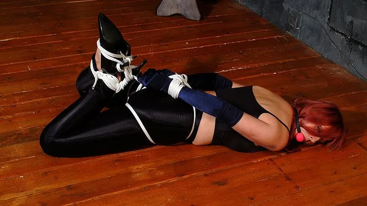 Alana Hogtied in Black Spandex Disco Jeans.