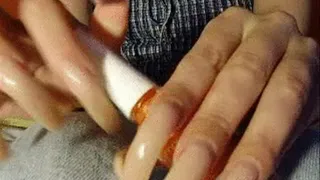 Orange painting Natural Nails