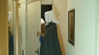 2 nuns in various smocks and aprons