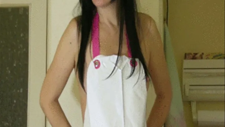 Black hair, white Apron white panty