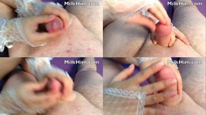 White Lace Glove Handjob