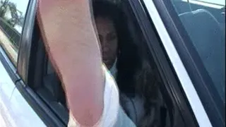 Queen B's sweaty MEGA wrinkled soles out of the car window 1