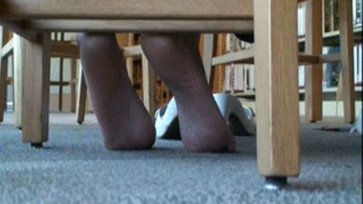 Eboni's sexy bare feet under the desk doing shoeplay! Rear View POV Clip 2