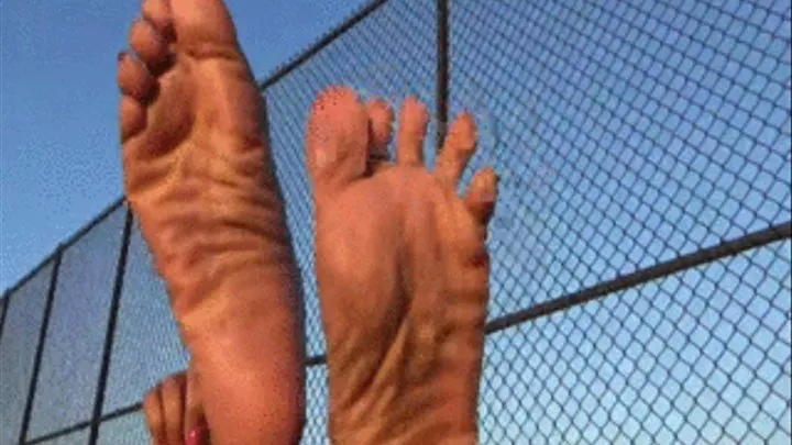 Soleflowergoddess gets her sweaty, super wrinkled soles scribbled on and tickled outdoors in pubic with an ink pen! Clip 2