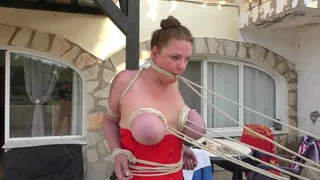 Bondage Walk Training - Barefeet Bound Breasts Bondage Walk of Shame Challenge for Bettine - Part 2