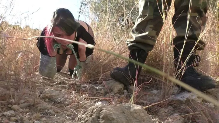 Emily Addams - More Outdoor Doggie Training - Crawling through the Spanish Fields - Full Clip