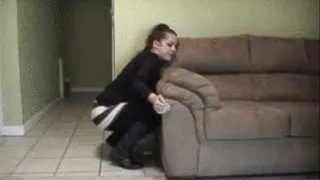 PORCHA TRIES TO LIFT SOFA