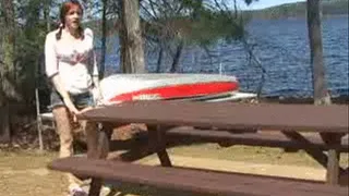 CODI STRUGGLES TO MOVE A PICNIC TABLE