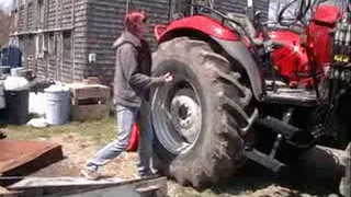 Codi Attempts to Lift Big Tire Tractor