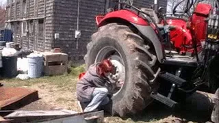 Codi Attempts to Lift Big Tire Tractor 2