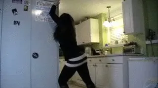 PORCHA STRUGGLES TO MOVE A STUCK CABINET