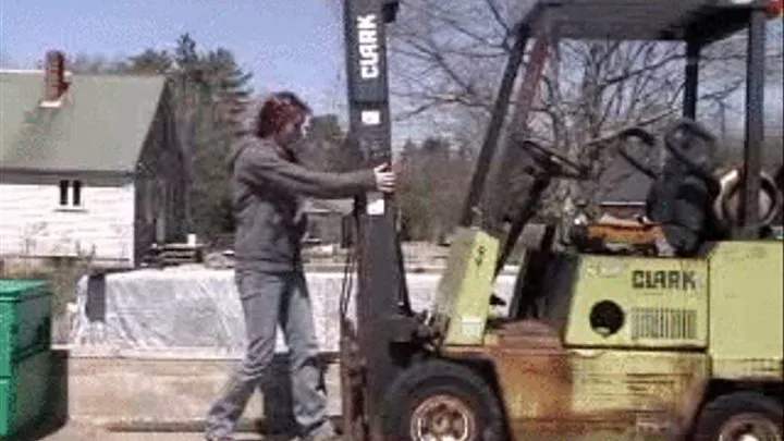 PUSHING STUCK FORK LIFT