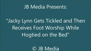 Jacky Lynn Hogtied on the Bed for Tickling and Foot Worship