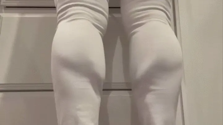 White Jeans Kitchen Heels and Barefeet